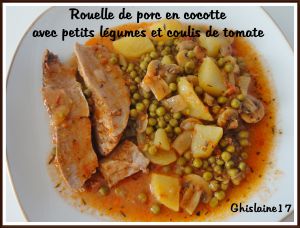 Recette Rouelle de porc en cocotte avec petits légumes et coulis de tomate