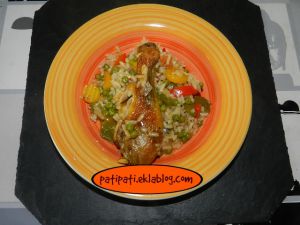 Recette Risotto aux légumes + pilon de poulet