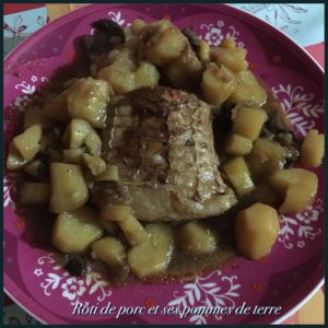 Recette Roti de porc, pommes de terre & champignons COOKEO