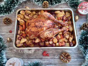 Recette Poulet aux épices de Noël, à l’orange et ses légumes