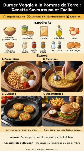 Recette Burger veggie à la pomme de terre : recette savoureuse et facile