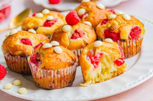 Recette Muffins aux framboises et chocolat blanc