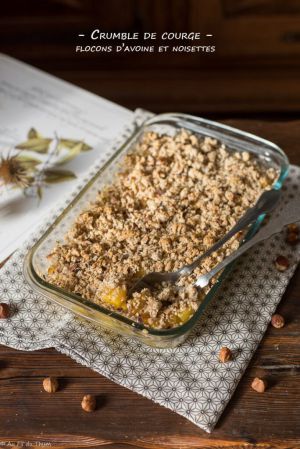 Recette Crumble de courge, flocons d’avoine, noisettes