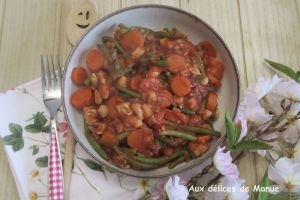 Recette Haricots blancs et verts aux carottes et dinde, à la sauce tomate aux épices cajun -light