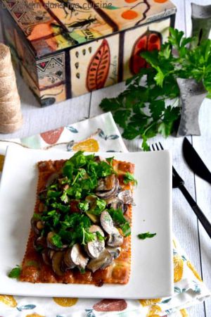 Recette Tartine de ravioles aux champignons