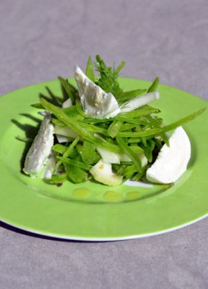 Recette Salade de fenouil, pois gourmands et mozzarella bufala