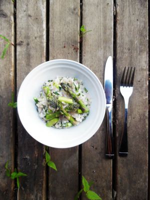 Recette Risotto citronné aux asperges et roquette