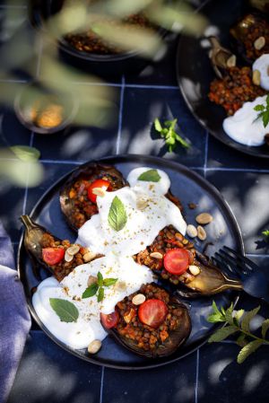 Recette Aubergines rôties, sauce aux lentilles (vegan)