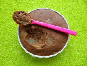 Recette Gâteau cru vegan hyperprotéiné poire chocolat au nopal et psyllium (diététique, sans gluten-sucre-oeuf-beurre, riche en fibres)