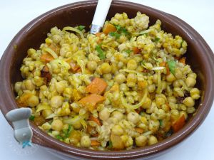 Recette Salade de petit épeautre, pois chiches et potimarron