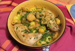 Recette Tajine de poulet aux olives vertes et citron