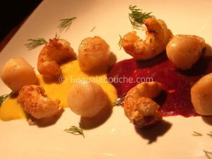 Recette Noix De Saint Jacques Et Langoustines Mousseline Gewurztraminer Sauce Merlot