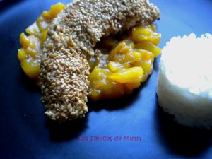 Recette Filets de lapin en croûte de sésame et chutney de mangue