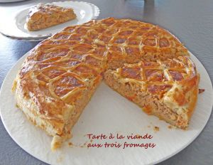 Recette Tarte à la viande aux trois fromages