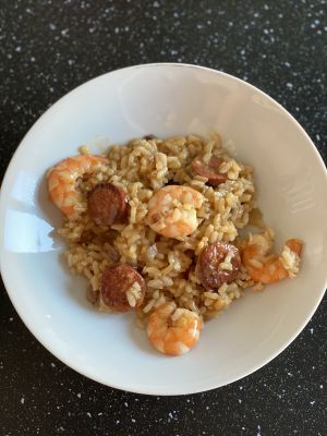 Recette Risotto aux crevettes et chorizo