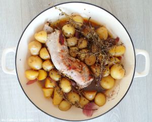 Recette Filet mignon de porc au thym et pommes de terre grenailles (Pork fillet with thyme and new potatoes)