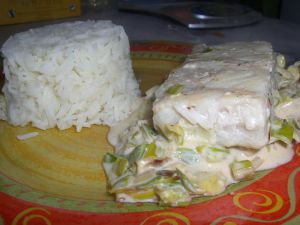 Recette Pavé de colin avec son riz - poireau COOKEO
