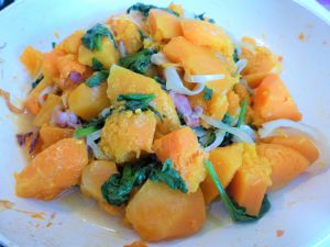 Recette Butternut, lardons et épinards