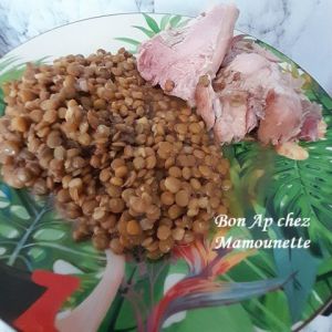 Recette Jarret demi-sel aux lentilles et honte encore à une grande surface