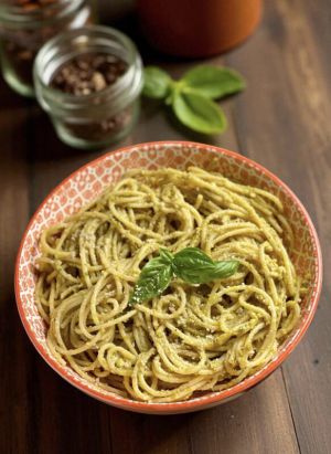 Recette Spaghetti au pesto de petits pois