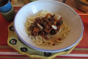Recette Spaghetti à la viande et aux aubergines