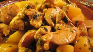 Recette Tajine de poulet aux pommes de terre et coings