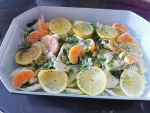 Recette Bar, fenouil et agrumes