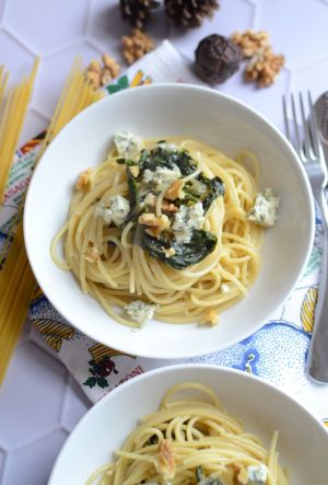 Recette Pâtes blettes fromage bleu et noix #végétarien