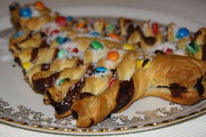 Recette Sapin feuilleté au nutella et aux bonbons