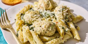 Recette Lemony Chicken Ricotta Meatball Pasta Bake