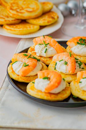 Recette Blinis apéritif aux crevettes et fromage frais