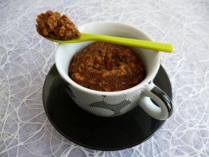 Recette Mugcake chicorée cacao soja psyllium (diététique, végan, hyperprotéiné, sans oeuf ni beurre ni sucre ni gluten, riche en fibres)