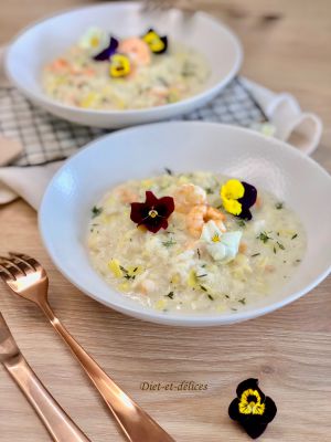 Recette Risotto aux poireaux et crevettes