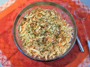 Recette Coleslaw de poulet aux noix de cajou de Cyril Lignac