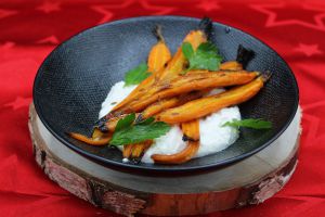 Recette Carottes rôties, crème de féta