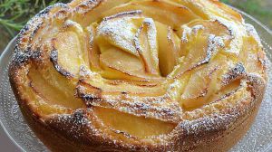 Recette Gâteau moelleux aux pommes et crème pâtissière
