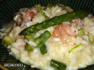 Recette Risotto aux crevettes et asperges vertes