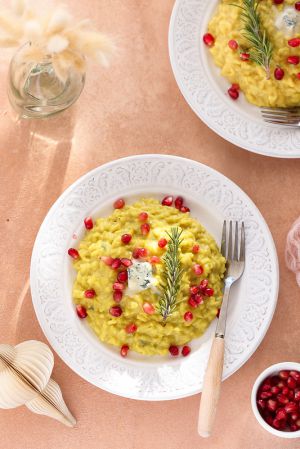 Recette Risotto au gorgonzola, curcuma et grenade