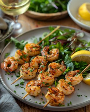 Recette Délicieuse : Brochettes de Crevettes à l’Ail Faciles et Rapides