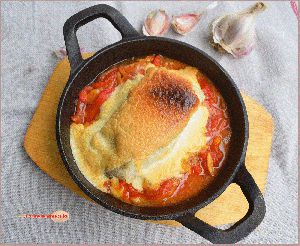 Recette Dos de morue gratiné à la mousseline d’ail...sur une délicieuse fondue de poivrons !