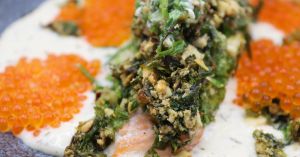 Recette Merveille de Saumon en Croûte d'Herbes, Sauce Champagne (Ig Bas)