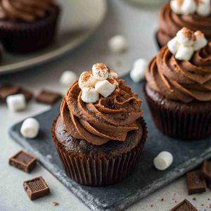 Recette Hot Chocolate Cupcakes – Marshmallow Topped Recipe