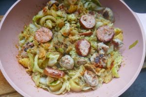 Recette Poêlée de chou aux deux saucisses