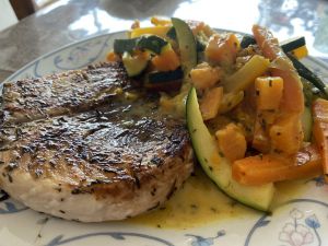 Recette Requin grillé et colombo de légumes