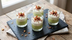 Recette Délicieuse Verrine Gourmande : Mêlée d’Avocat Crémeux, Lard Croquant et Roquefort Fondant