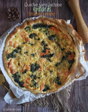 Recette Quiche sans lactose épinards truite fumée