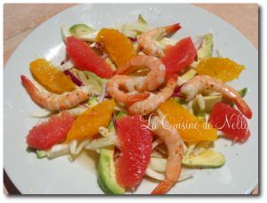 Recette Salade d'Avocat, Fenouil, Crevettes et Agrumes