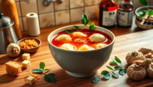 Recette Soupe Mandu au Curry Rouge : recette Thaïlandaise