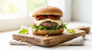 Recette Burger léger à la tomate, mozzarella et roquette : une recette saine et savoureuse