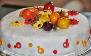 Recette Gâteau en pâte à sucre thème Automne (autumn cake)